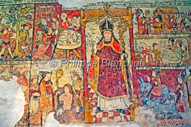 espagne catalogne 02.jpg - Fresque muraleEglise Santa Eularia, Val d'AranCatalogne, Espagne